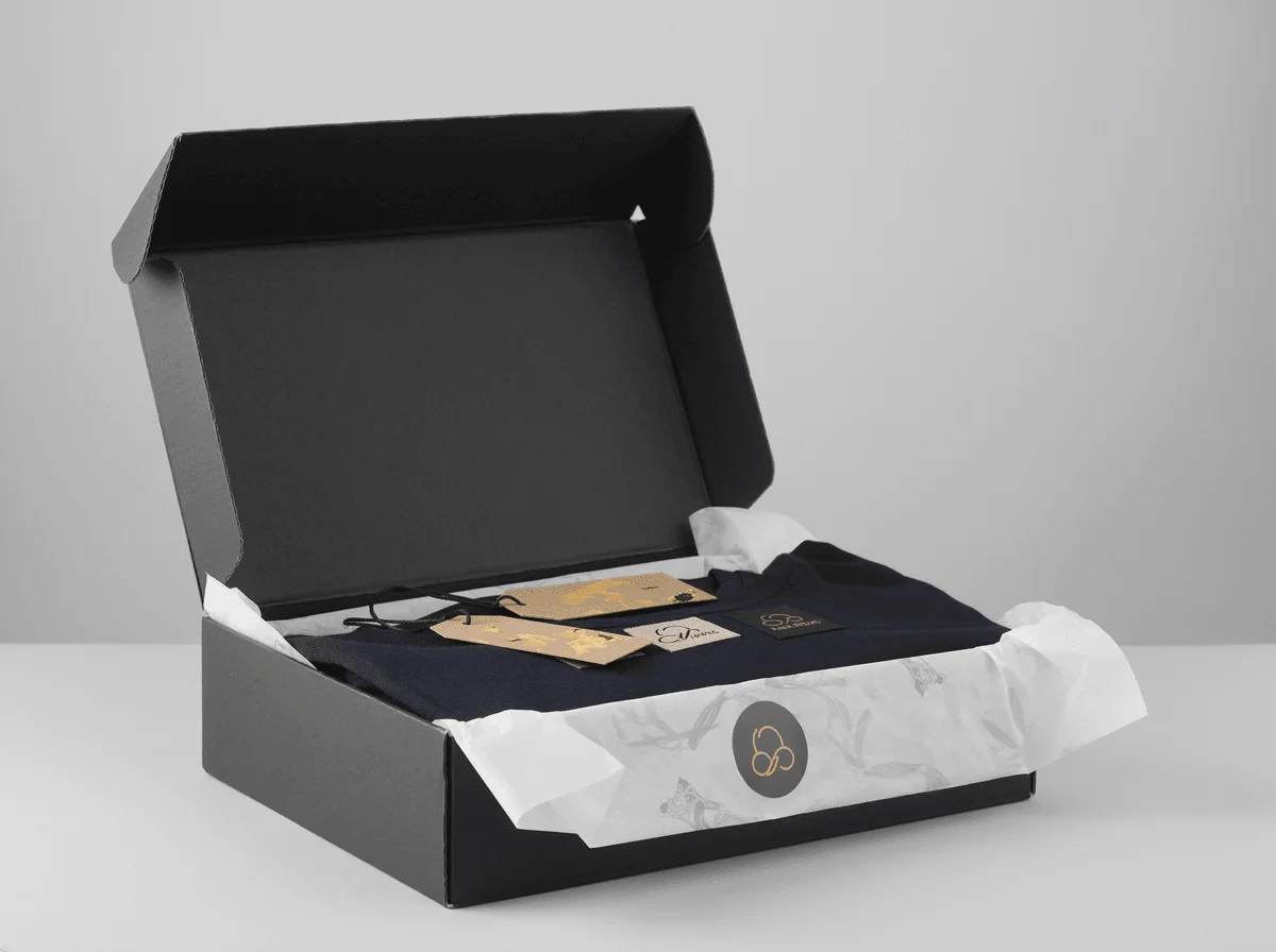 Premium private label packaging with branded box and garment
