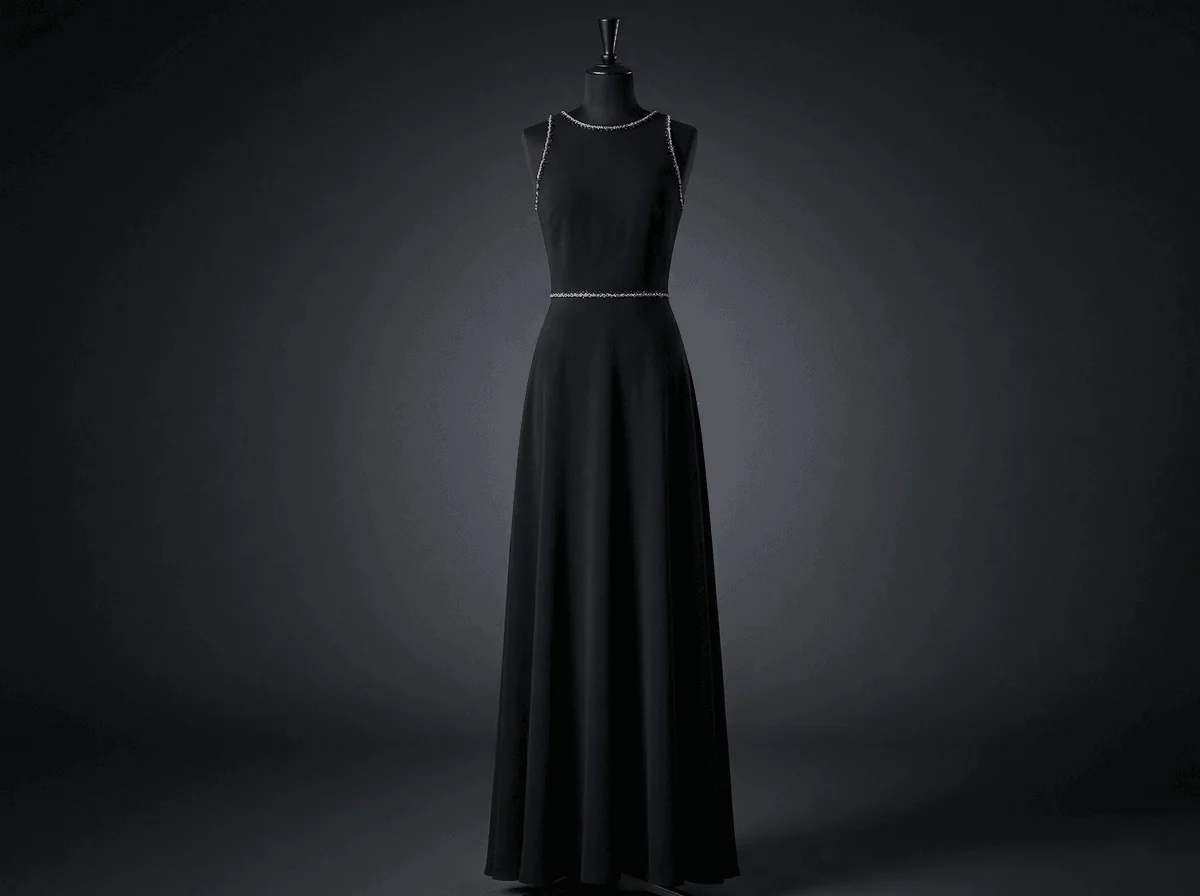 Evening gown and bridal wear with crystal embellishment